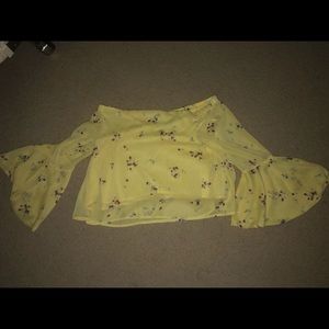 Off the shoulder yellow flower shirt